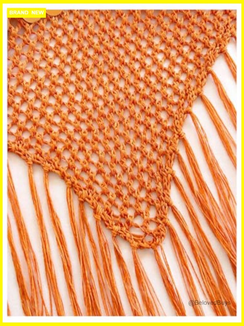 Sequin Hollow Out Crochet Crop Halter Top Boho Tie Backless Fringe - Picture 5 of 5